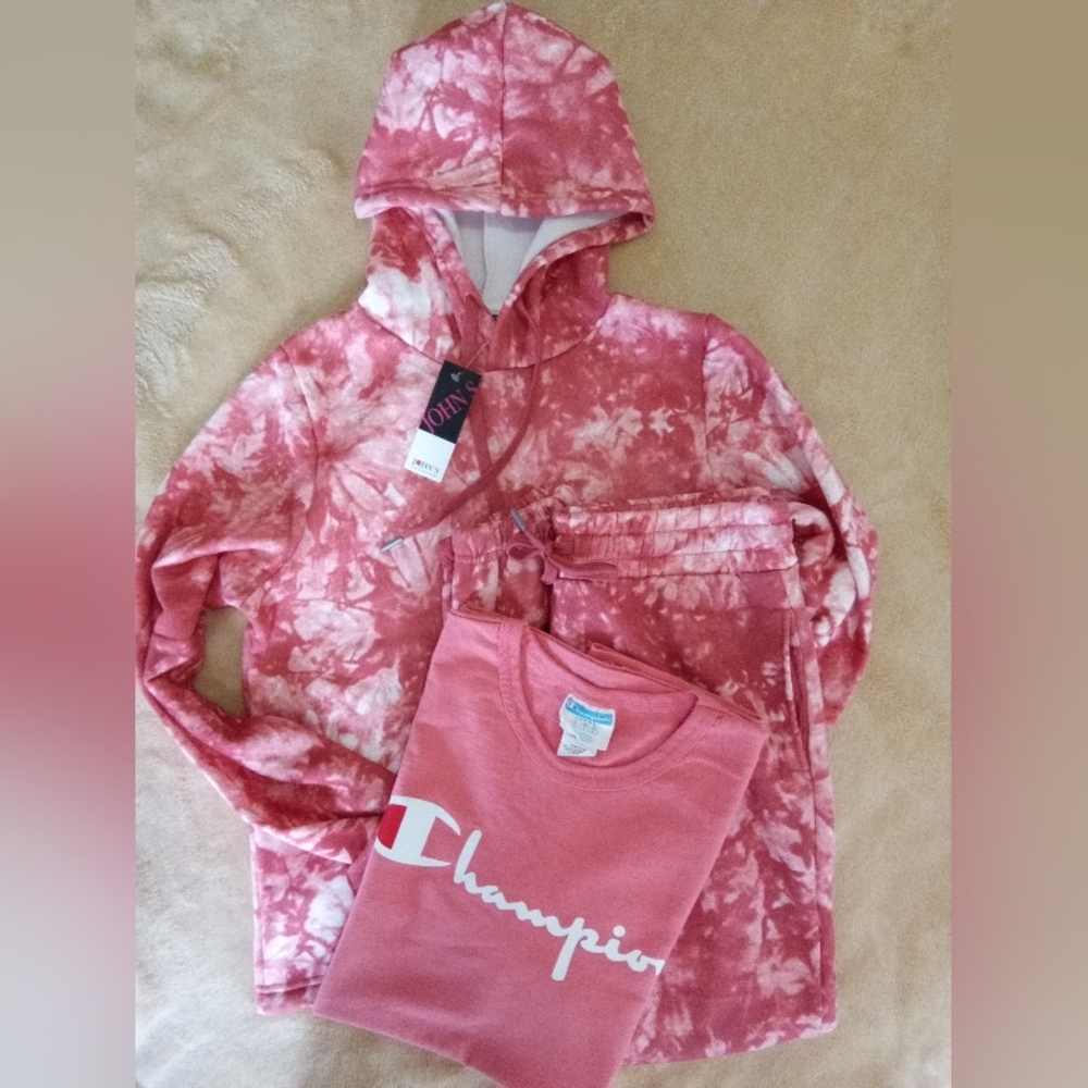 Champion Pink Tie-Dye Hoodie and Sweatpants Set NWOTY